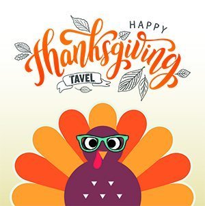 thankful turkey with glasses